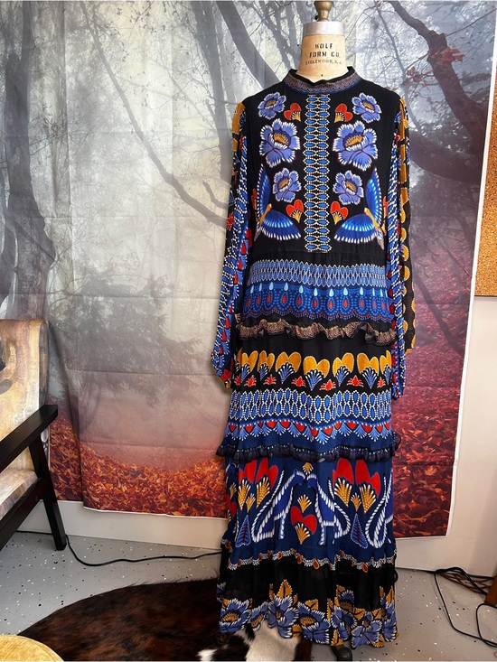 FARM Rio Dresses & Skirts - FARM Rio Bold Floral and Graphic Maxi Dress in Blue, Black, Yellow and Red